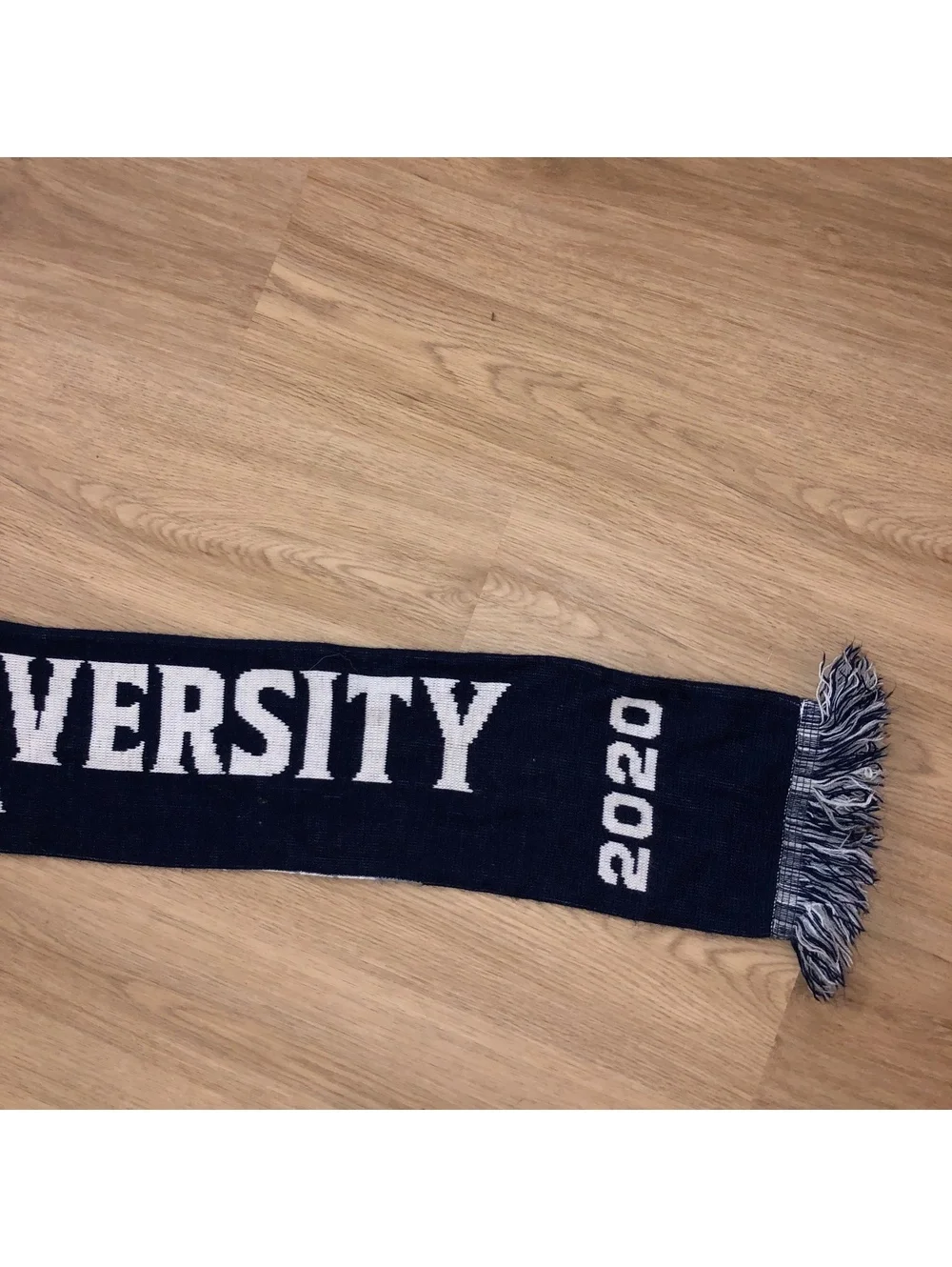 LONGWOOD UNIVERSITY LANCERS DOUBLE SIDED REVERSIBLE SCARF KNIT GRAY WHITE BLUE